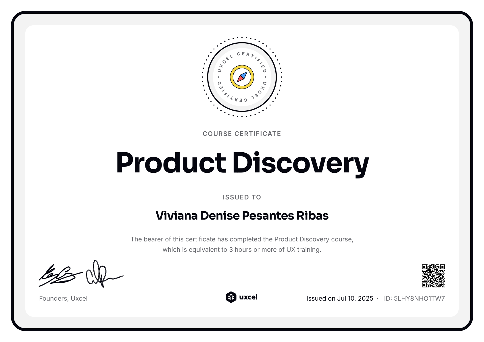 Viviana Denise Pesantes Ribas's certificate